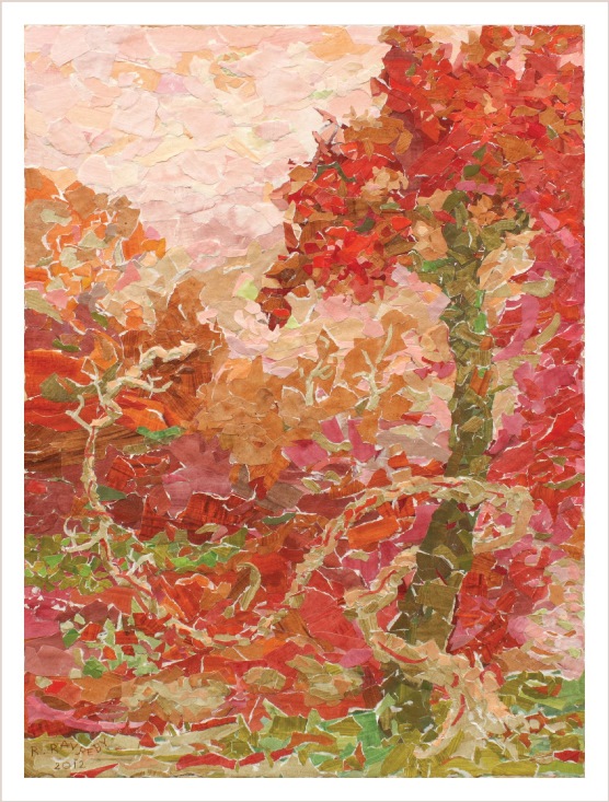 עץ אדום ושיח - קולאז'